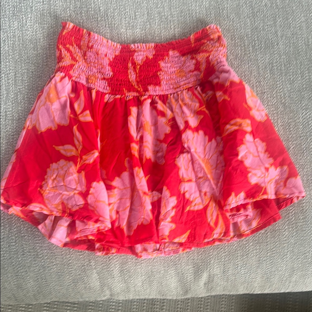 Karlie Red and Pink Floral Skort